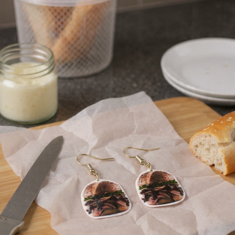 Handmade Roast Beef Sandwich Earrings
